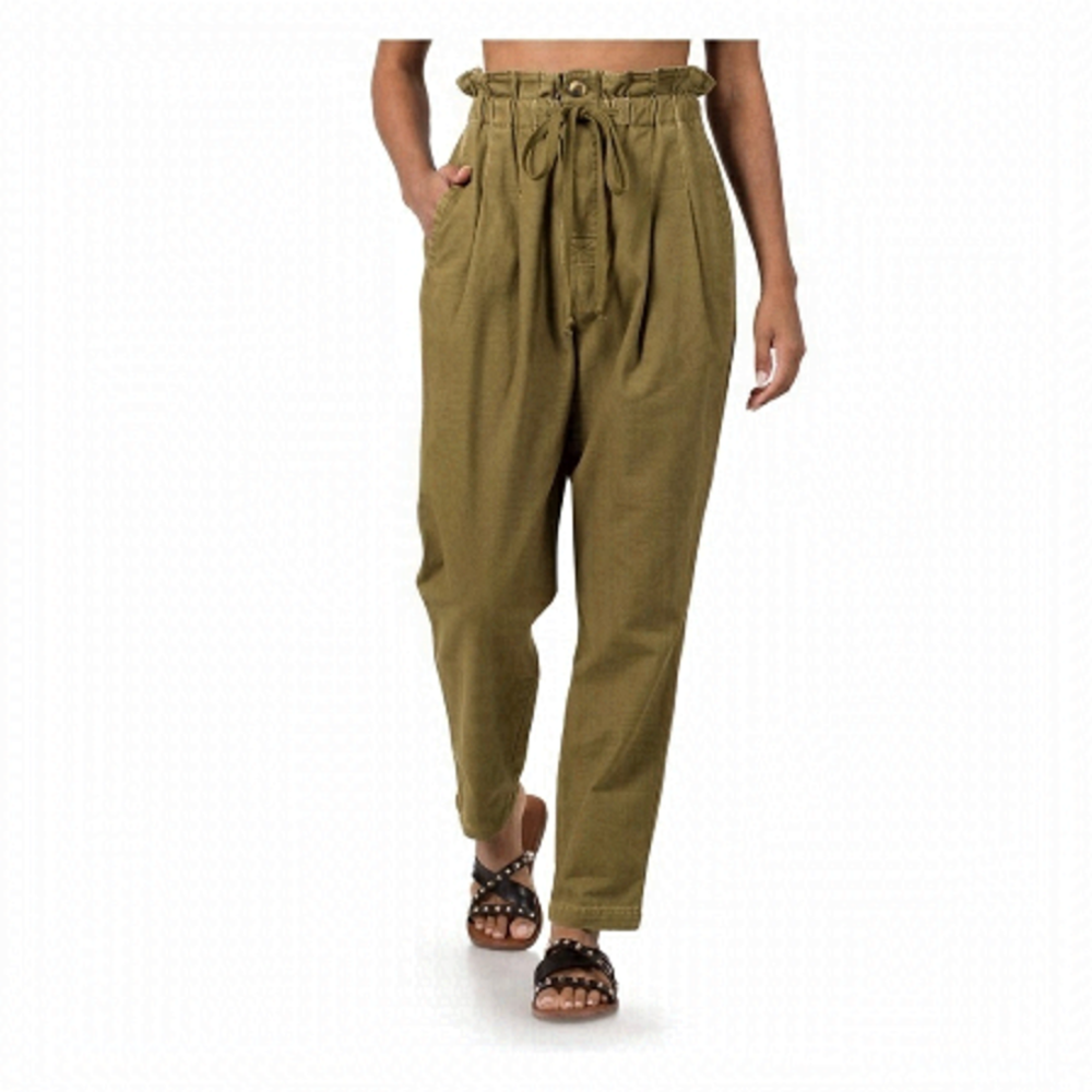 NEW Dusty Olive Stone Wash Paper Bag Pants US M
